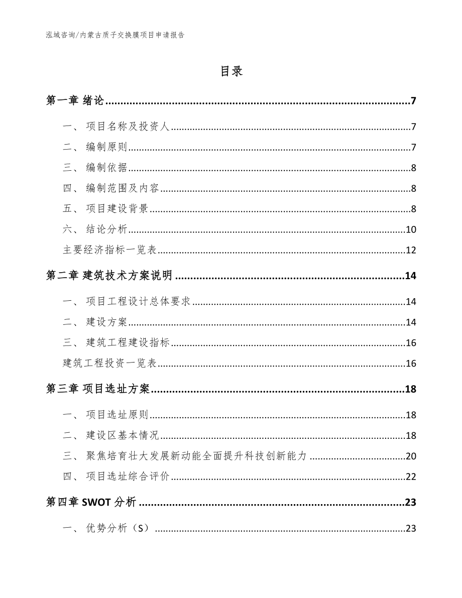 内蒙古质子交换膜项目申请报告模板范本_第1页