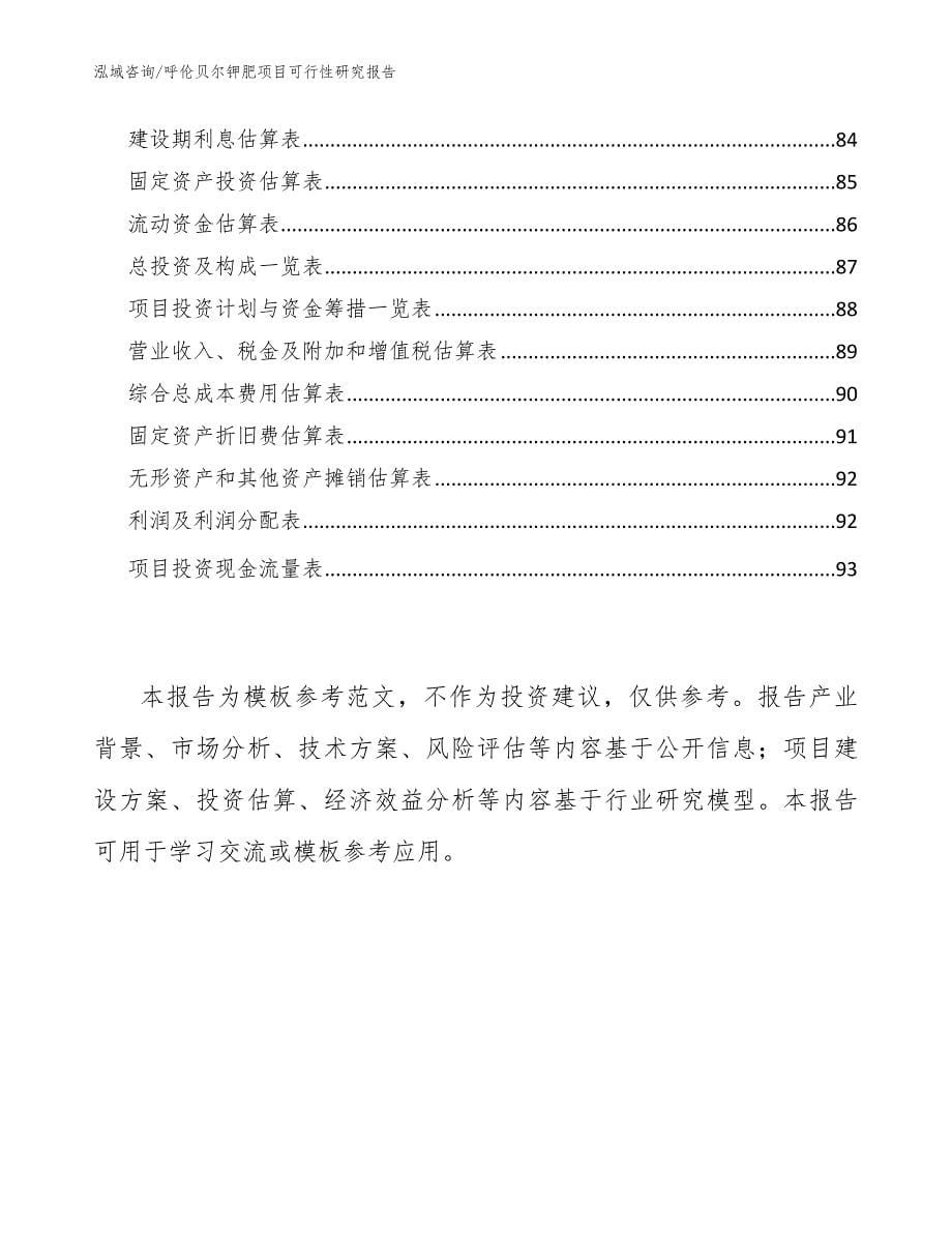 呼伦贝尔钾肥项目可行性研究报告（参考范文）_第5页