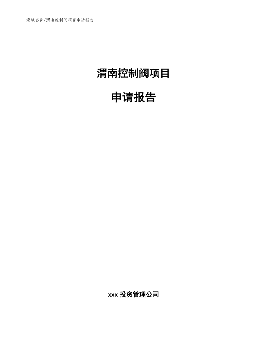 渭南控制阀项目申请报告（模板）_第1页