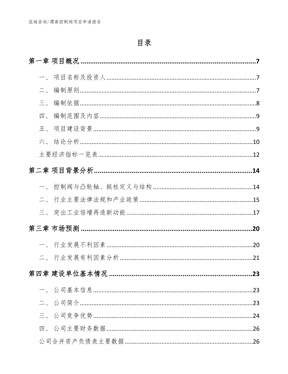 渭南控制阀项目申请报告（模板）_第2页