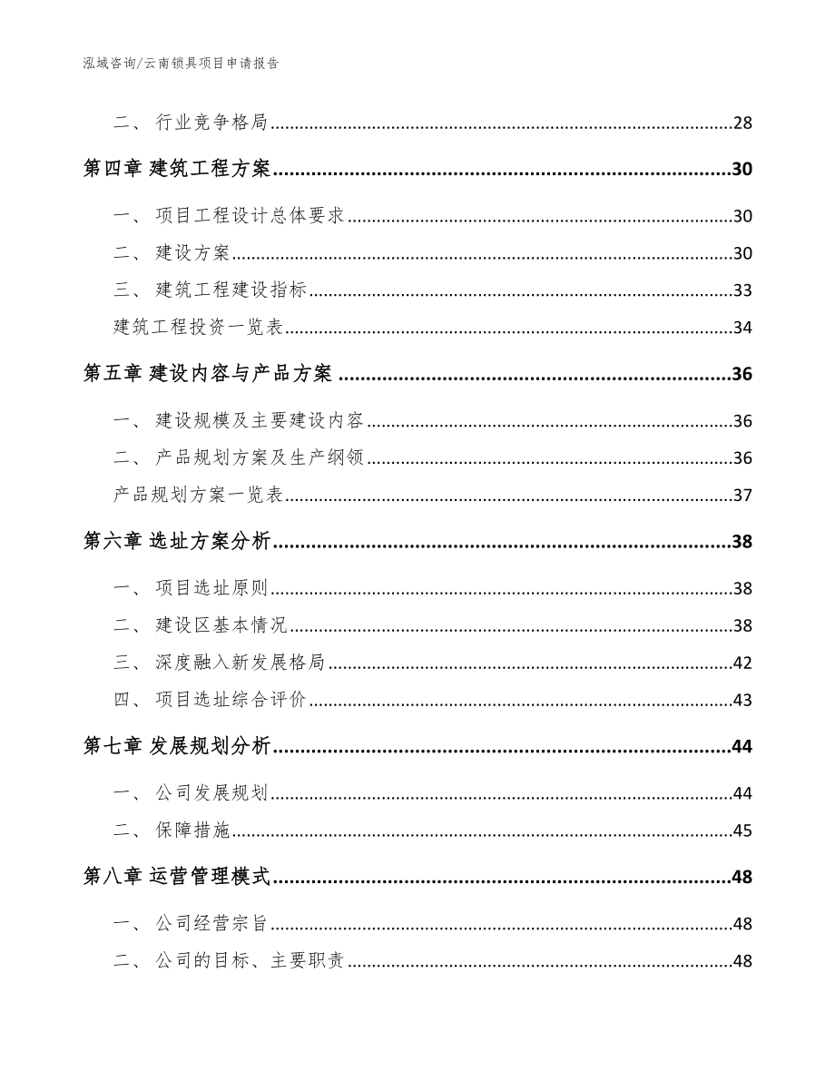 云南锁具项目申请报告（模板）_第2页