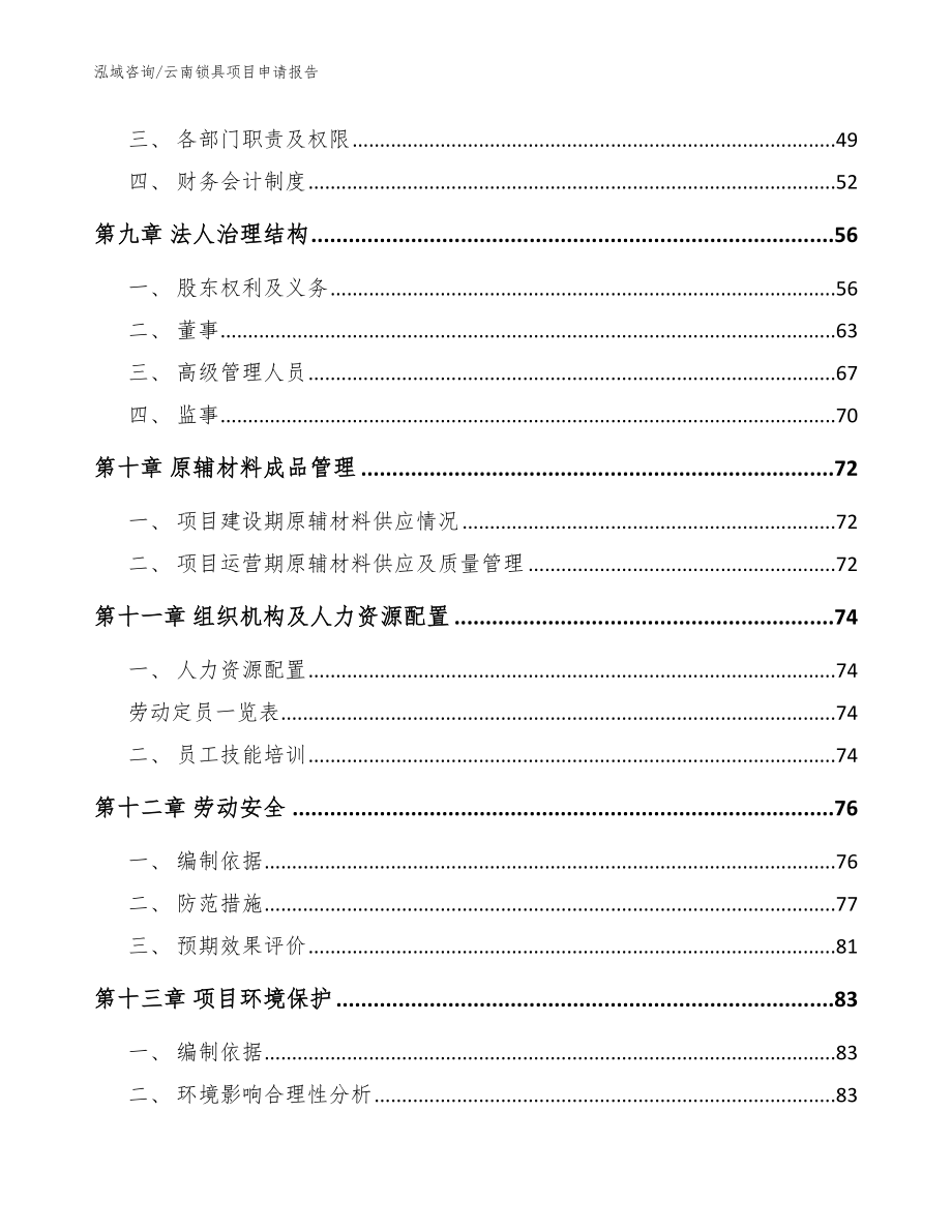 云南锁具项目申请报告（模板）_第3页