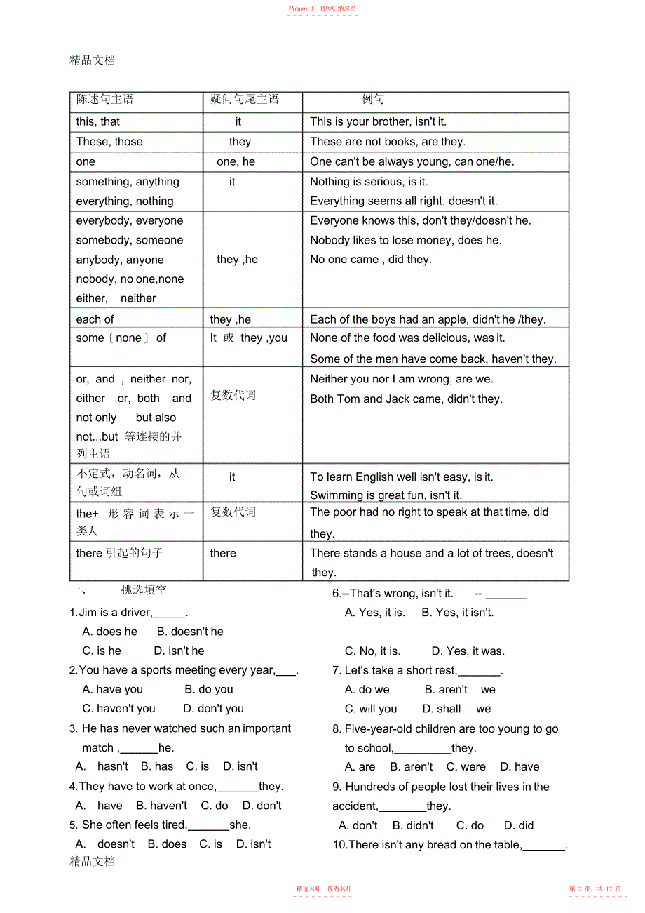 反意疑问句的用法归纳教学内容_第2页