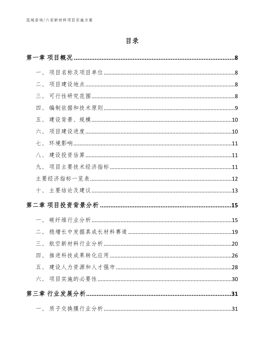 六安新材料项目实施方案_参考范文_第1页