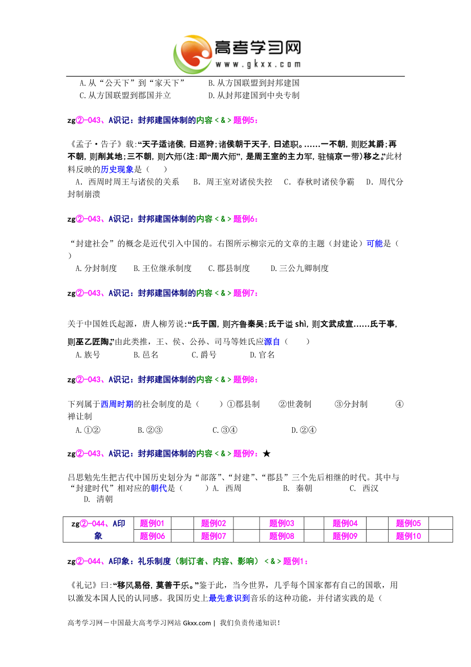 2014-2015学年高一历史学案：《封邦建国与礼乐文化》（华东师大版第二分册）_第4页