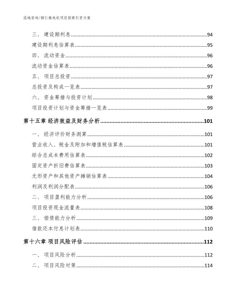 铜仁微电机项目招商引资方案范文_第5页