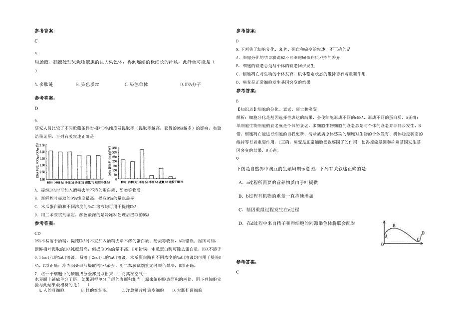 湖南省湘潭市县第一中学2022年高三生物期末试卷含解析_第2页