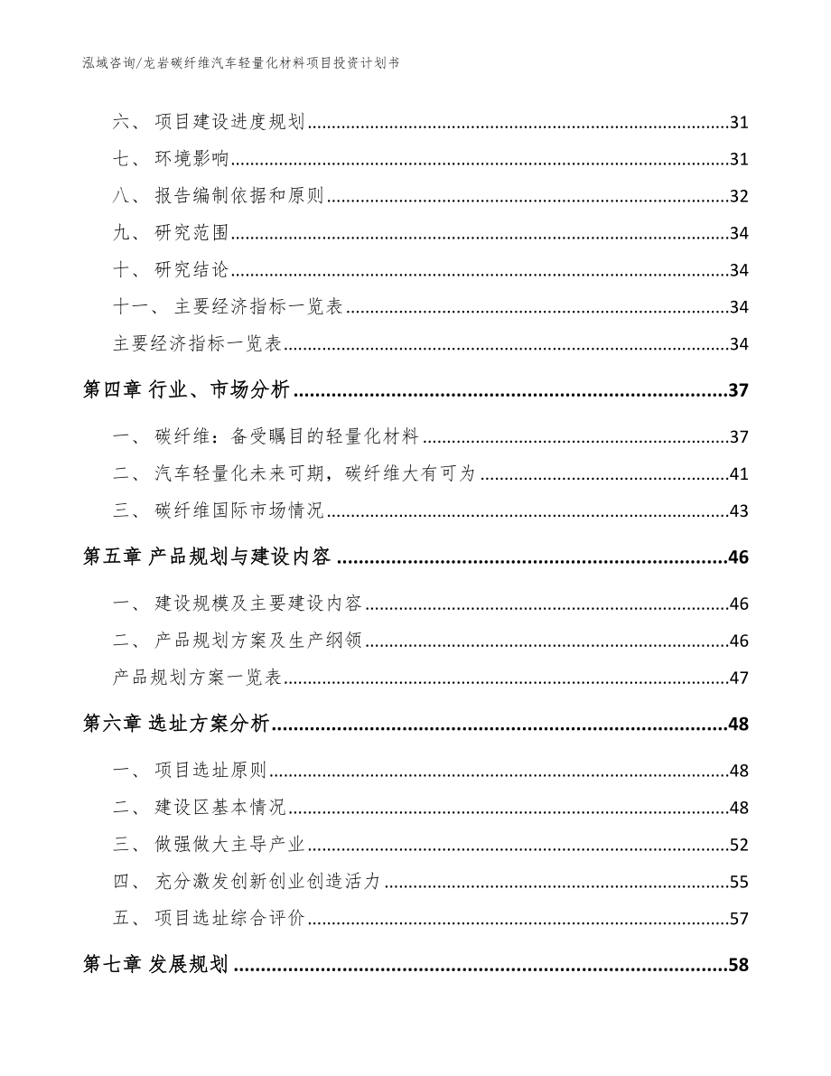 龙岩碳纤维汽车轻量化材料项目投资计划书（模板）_第3页