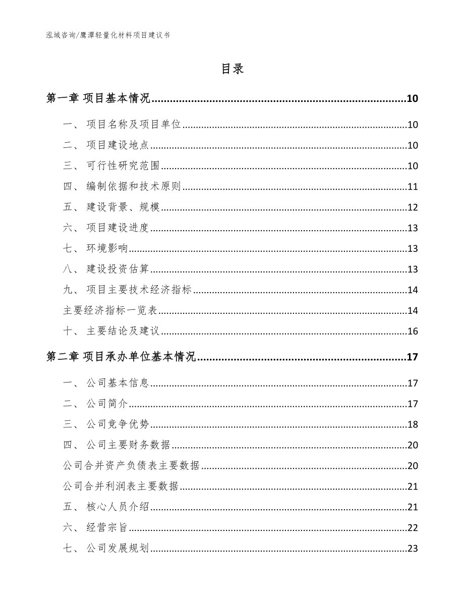 鹰潭轻量化材料项目建议书_模板_第2页