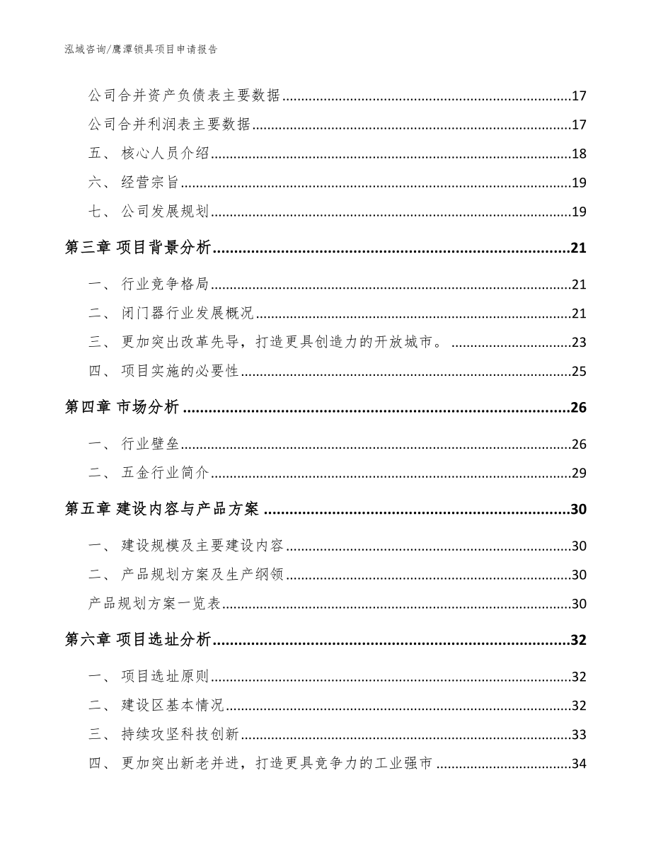 鹰潭锁具项目申请报告模板参考_第3页