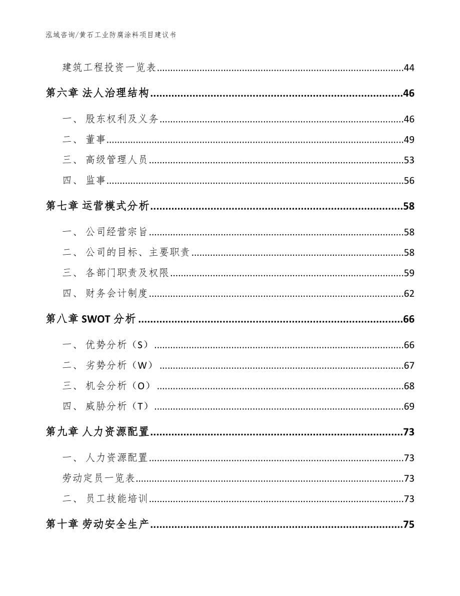 黄石工业防腐涂料项目建议书（模板）_第5页