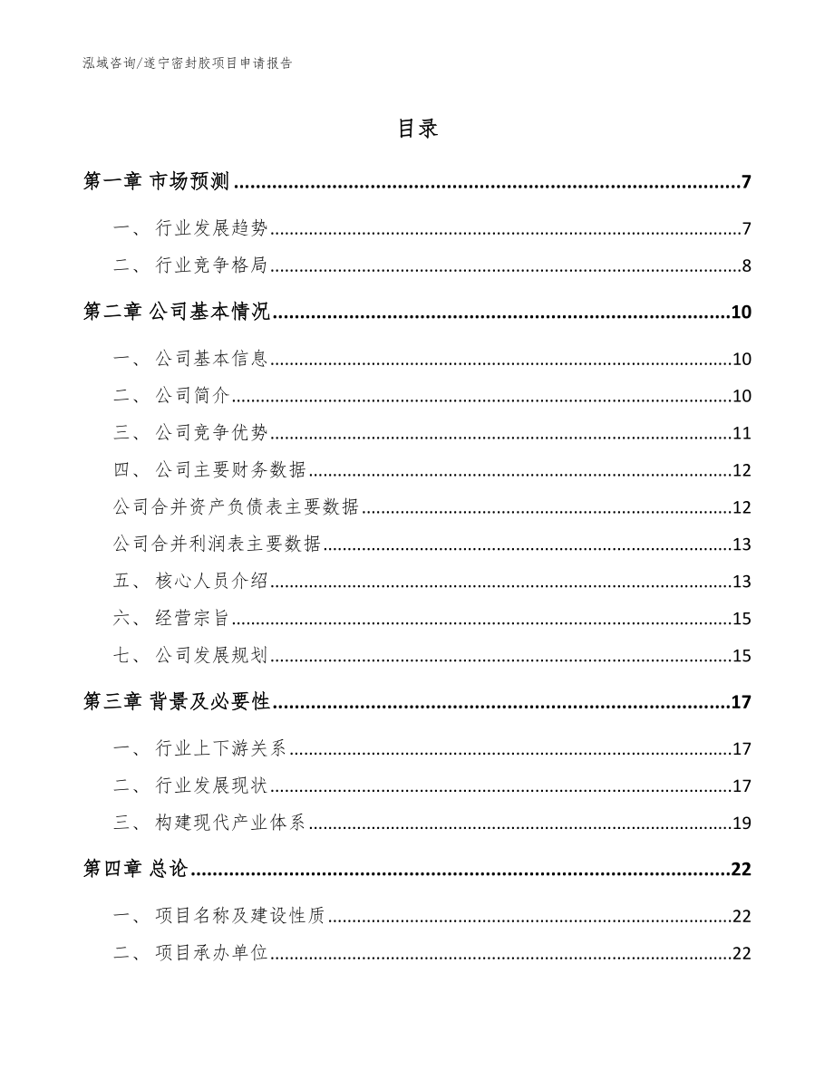 遂宁密封胶项目申请报告模板_第1页