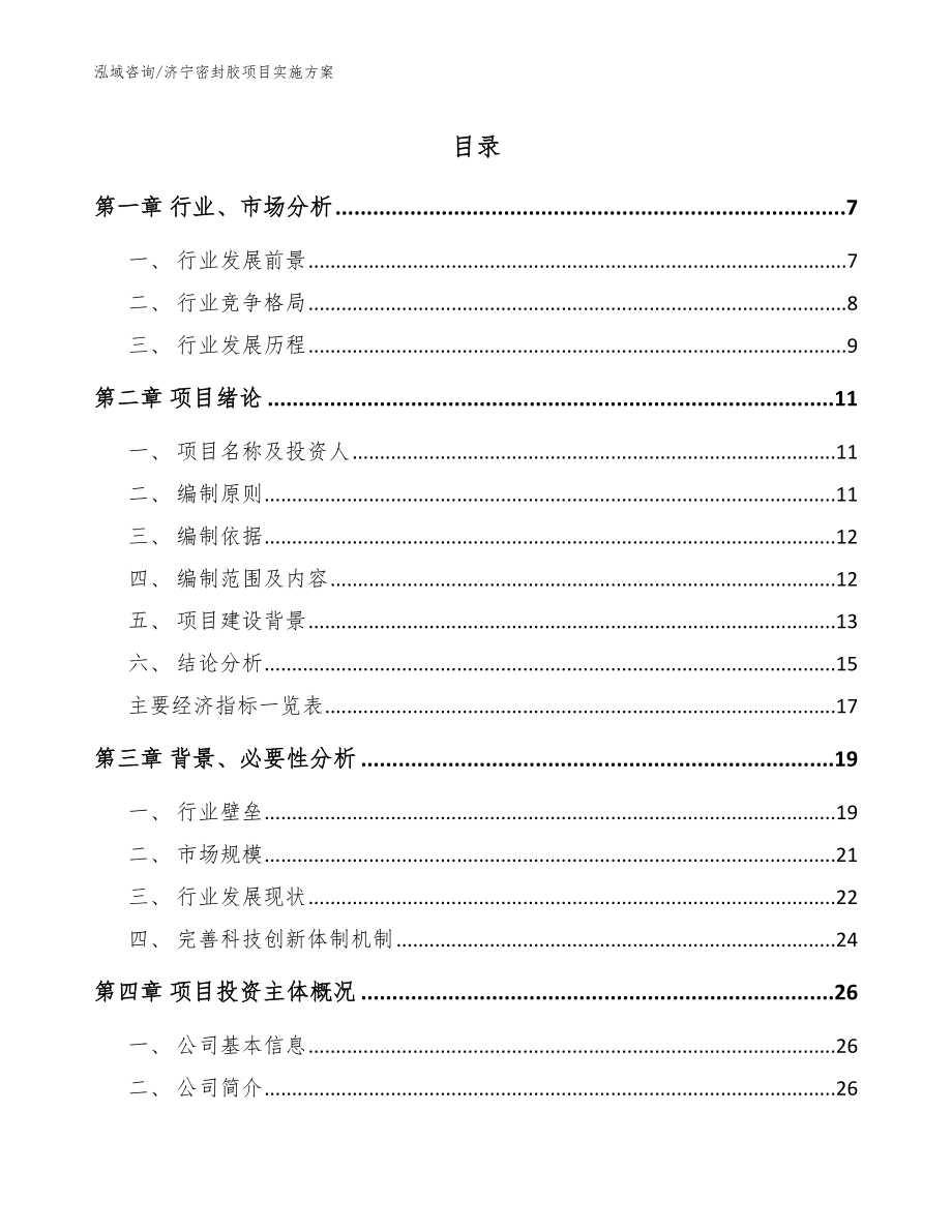 济宁密封胶项目实施方案【模板参考】_第1页