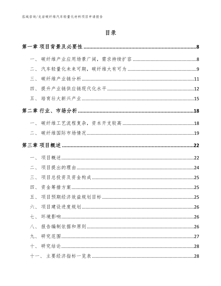 龙岩碳纤维汽车轻量化材料项目申请报告_模板_第2页