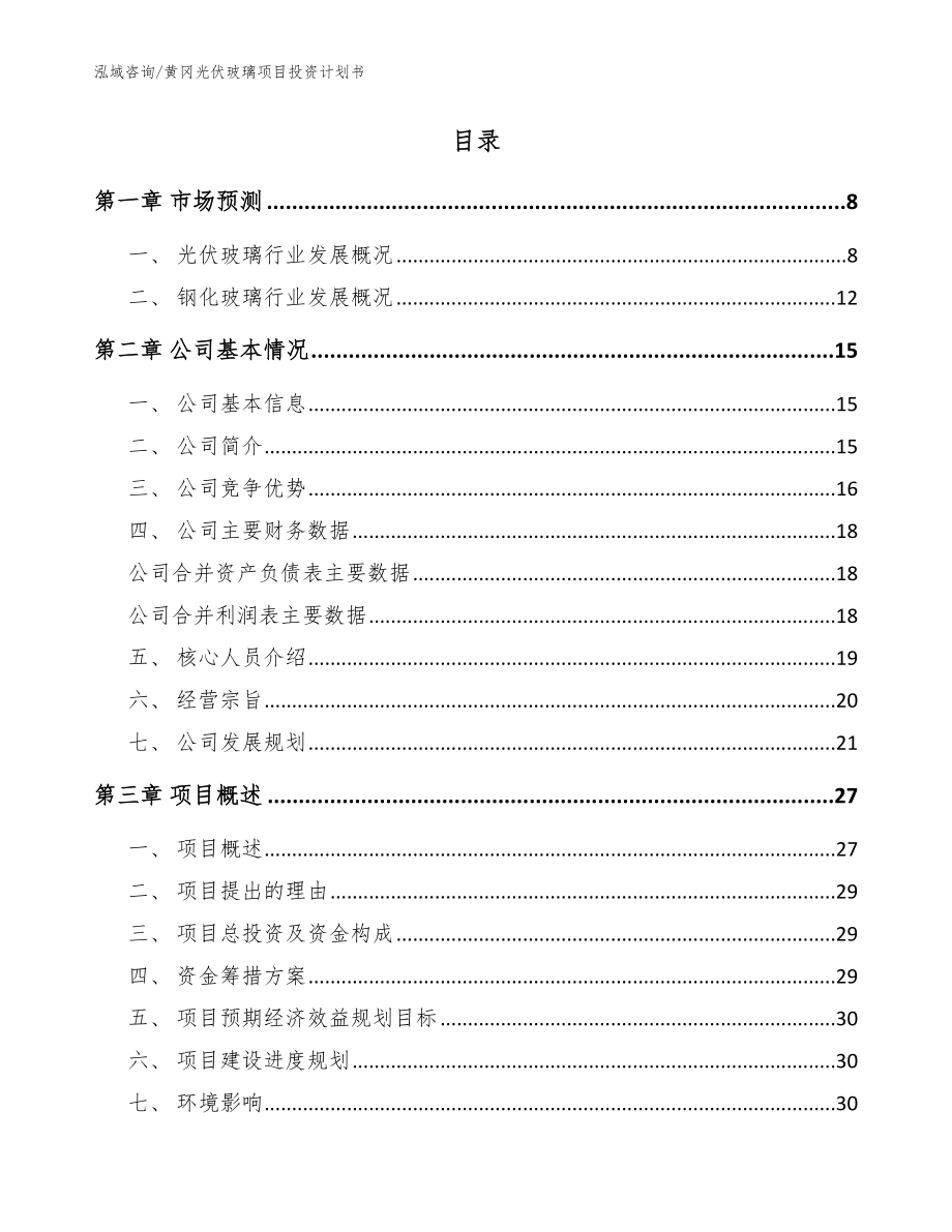 黄冈光伏玻璃项目投资计划书【模板参考】_第2页