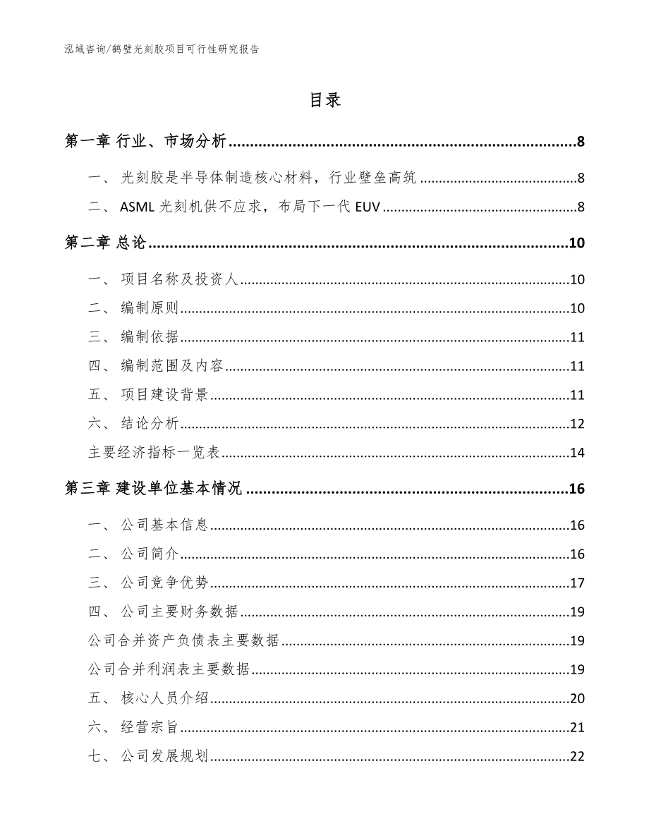 鹤壁光刻胶项目可行性研究报告_范文模板_第1页