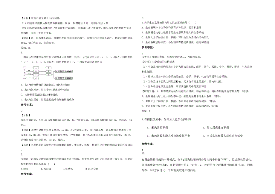 湖南省永州市羊角塘镇第三中学2022年高三生物上学期期末试卷含解析_第2页