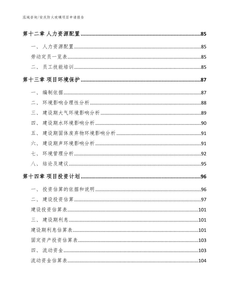 安庆防火玻璃项目申请报告参考范文_第5页