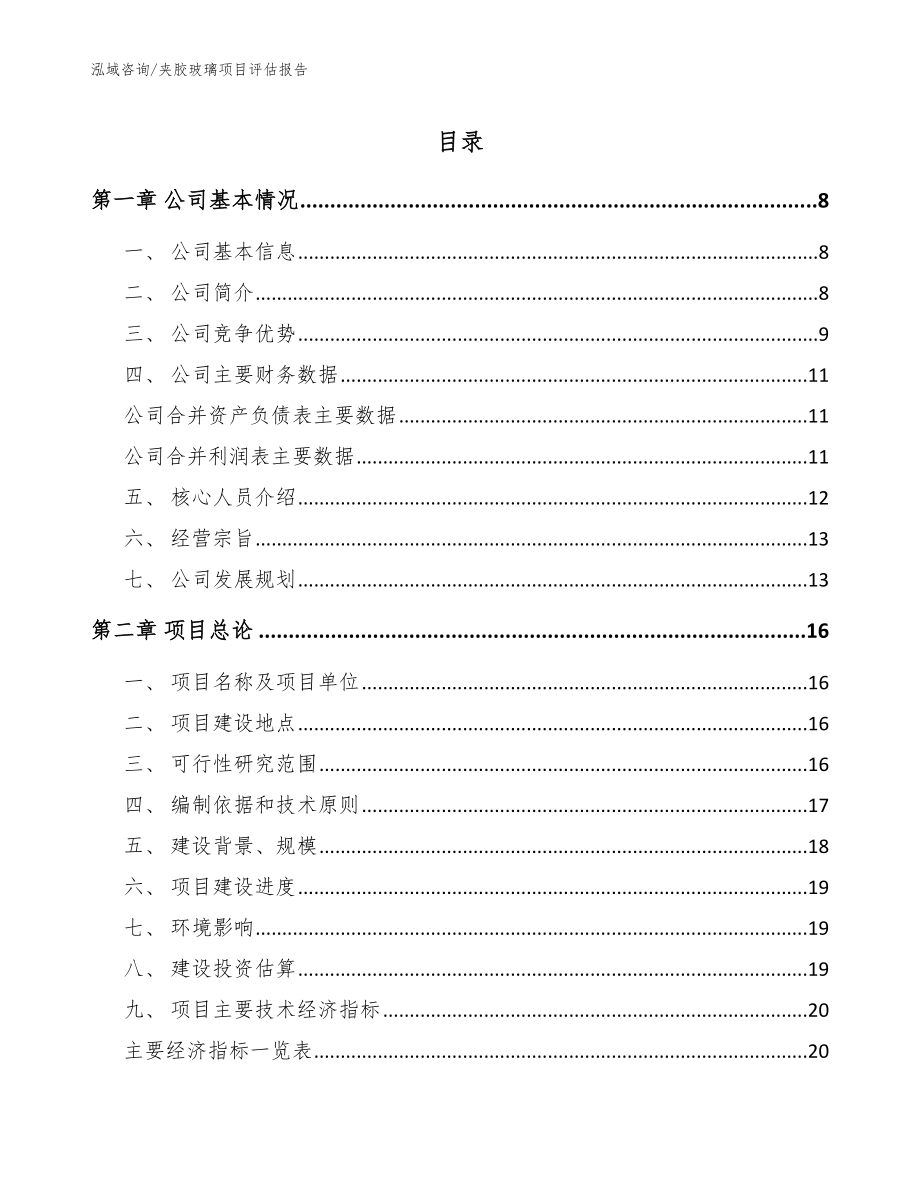 夹胶玻璃项目评估报告_参考范文_第1页