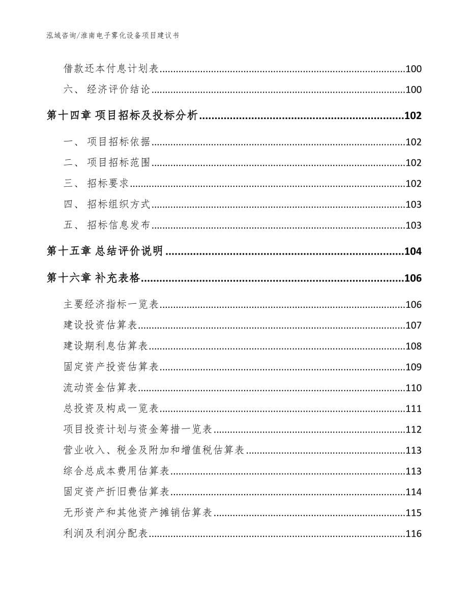 淮南电子雾化设备项目建议书_范文模板_第5页