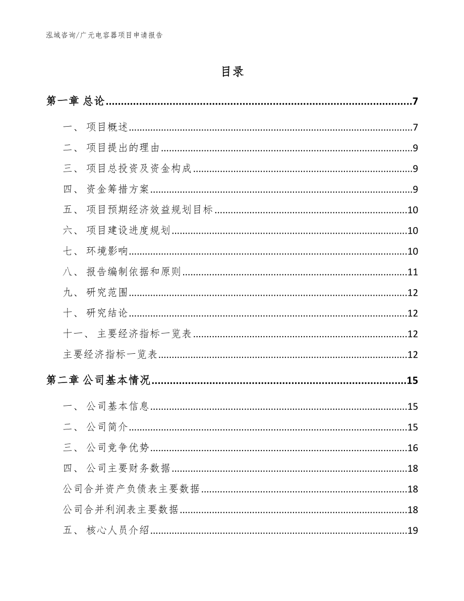 广元电容器项目申请报告（模板）_第1页