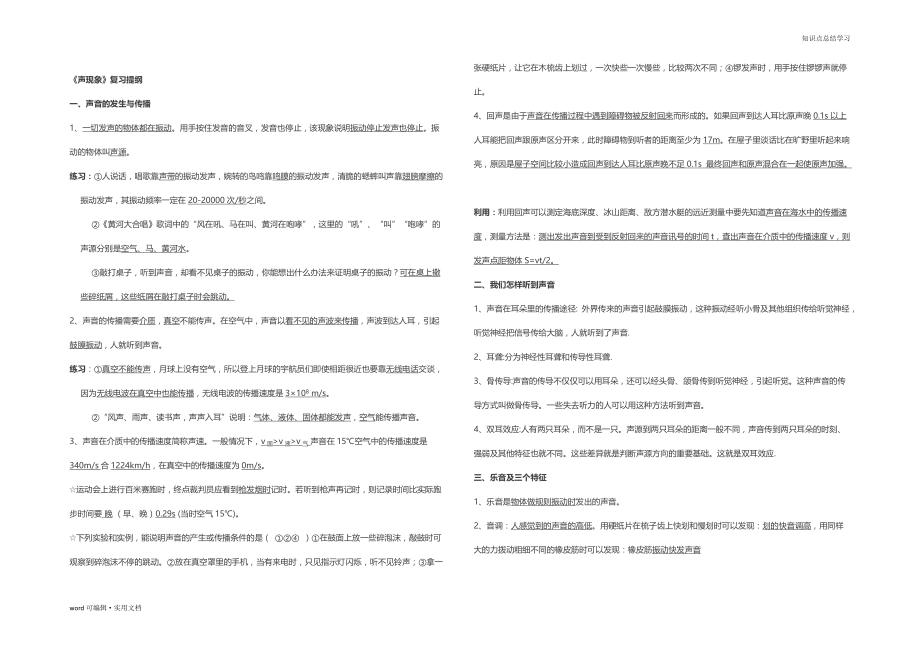 初中物理《声现象》知识点总结借鉴_第2页