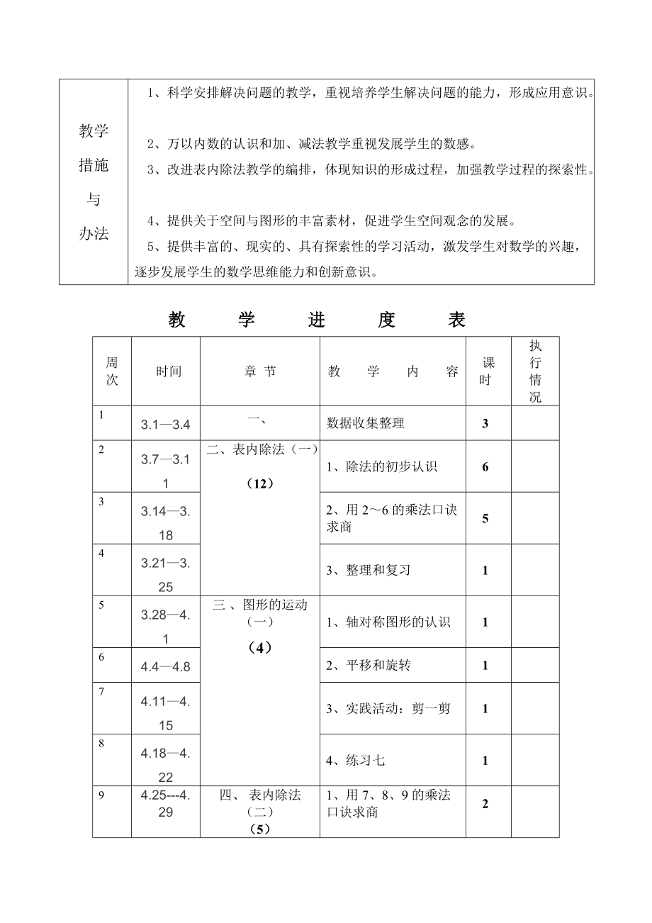 新人教版部编本2022小学二年级数学下册教学计划 (4) (1)_第2页