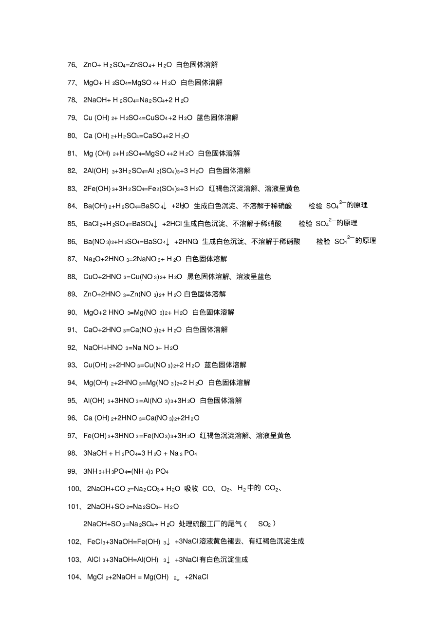 初中科学实验探究题应用化学方程式归纳_第4页