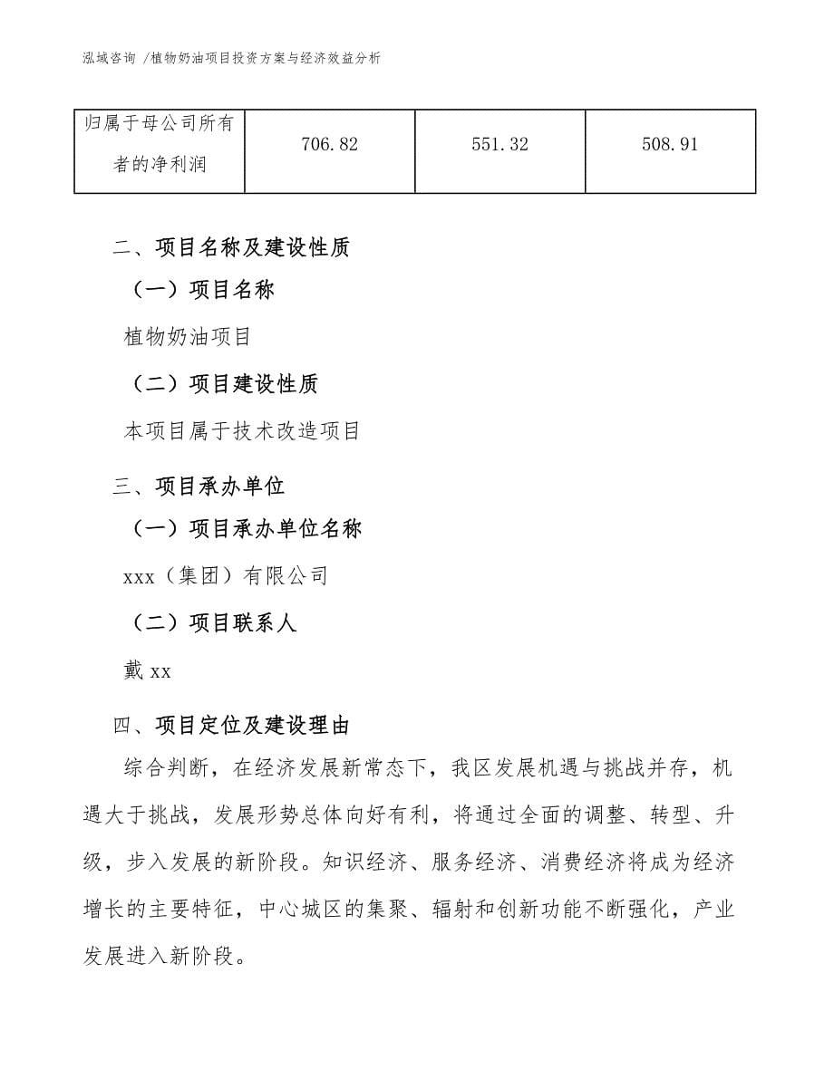 植物奶油项目投资方案与经济效益分析（模板范本）_第5页