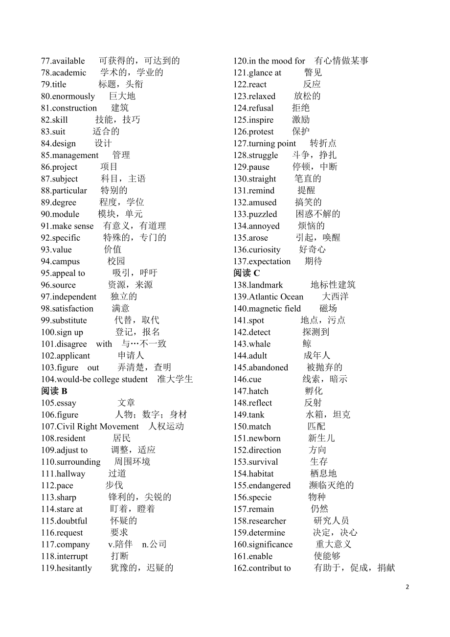 2018年3月天津英语高考真题重点词汇归纳2_第2页