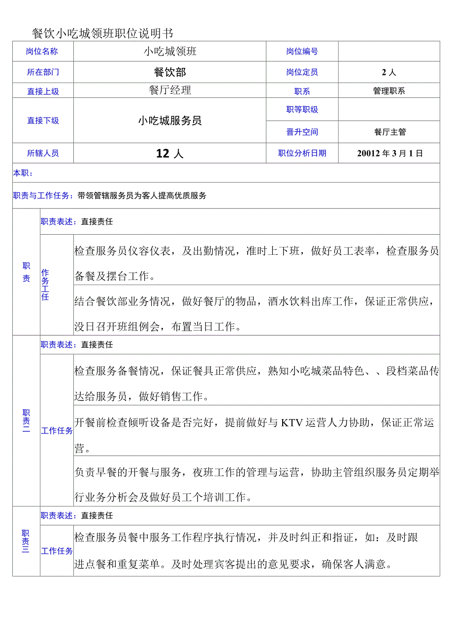 餐饮部前厅岗位描述-2_第4页