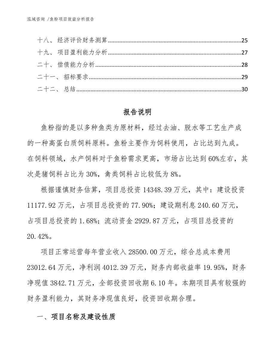 鱼粉项目效益分析报告（模板）_第3页