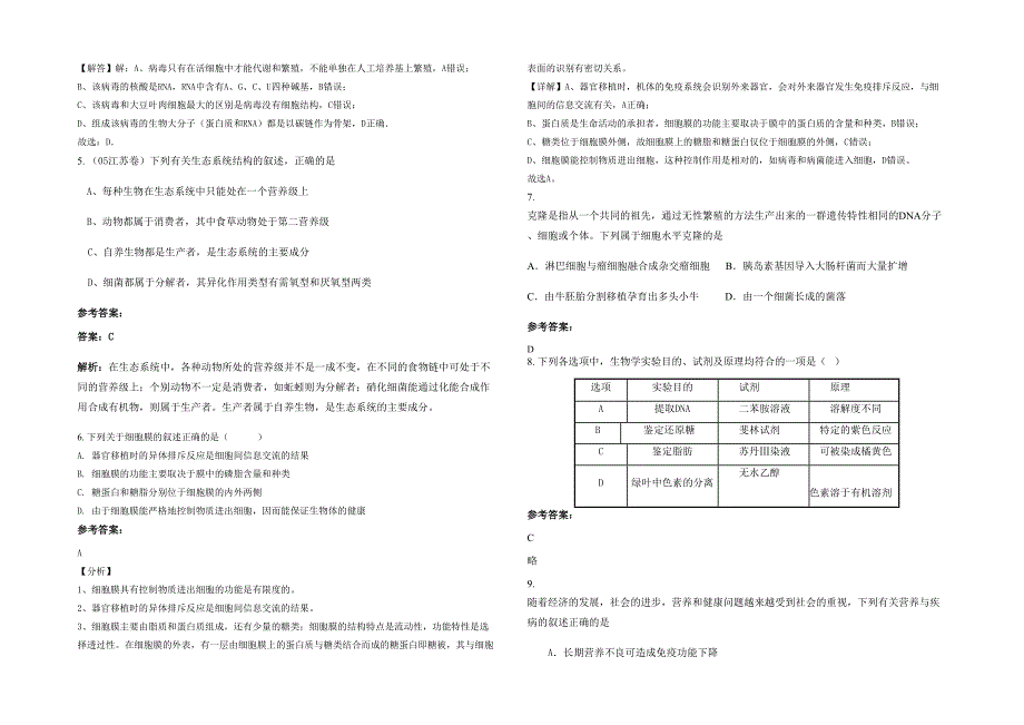 广东省江门市桃源中学高三生物期末试卷含解析_第2页