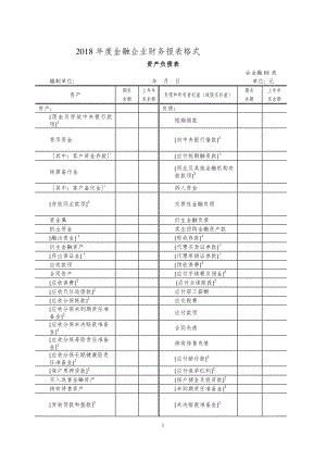 金融企业资产负债表报表格式及说明