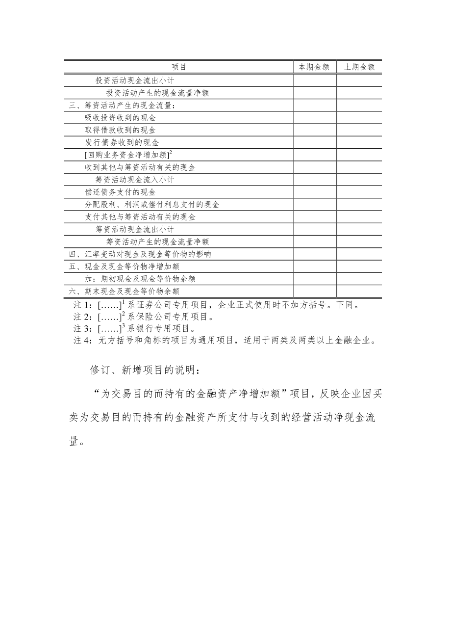 金融企业现金流量表报表格式及说明_第2页