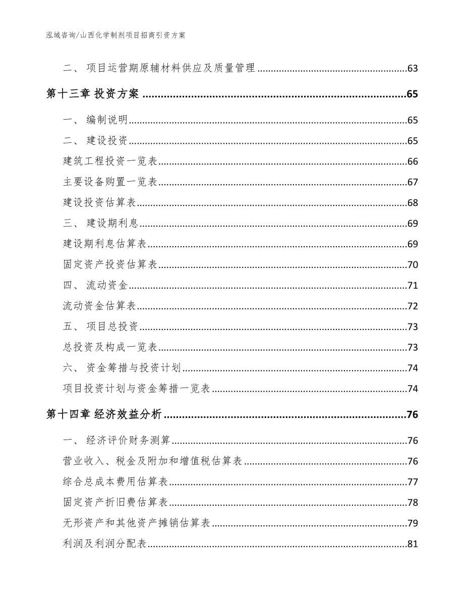 山西化学制剂项目招商引资方案（范文参考）_第5页