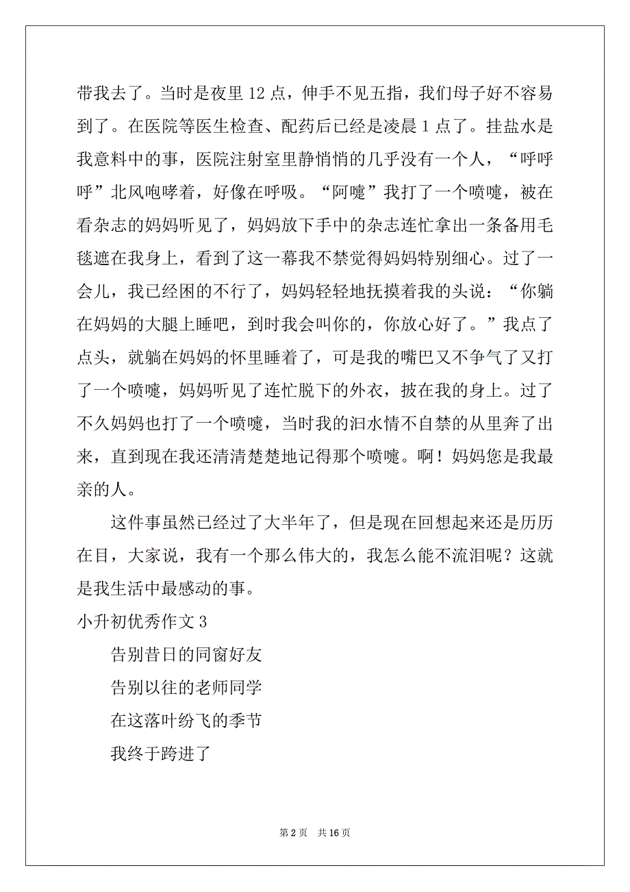 2022年小升初优秀作文15篇精品_第2页