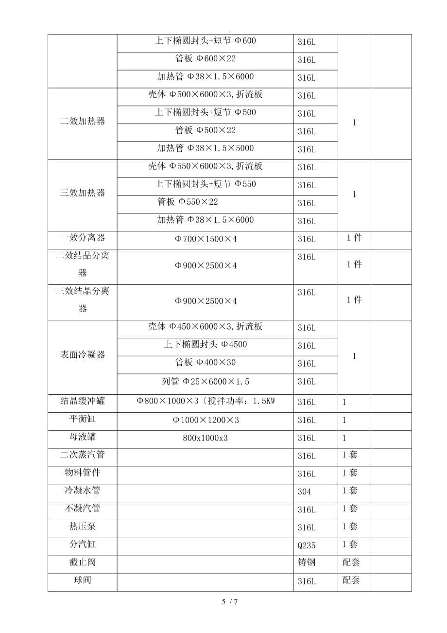 蒸发量2T三效强制结晶蒸发器技术研究方案说明_第5页