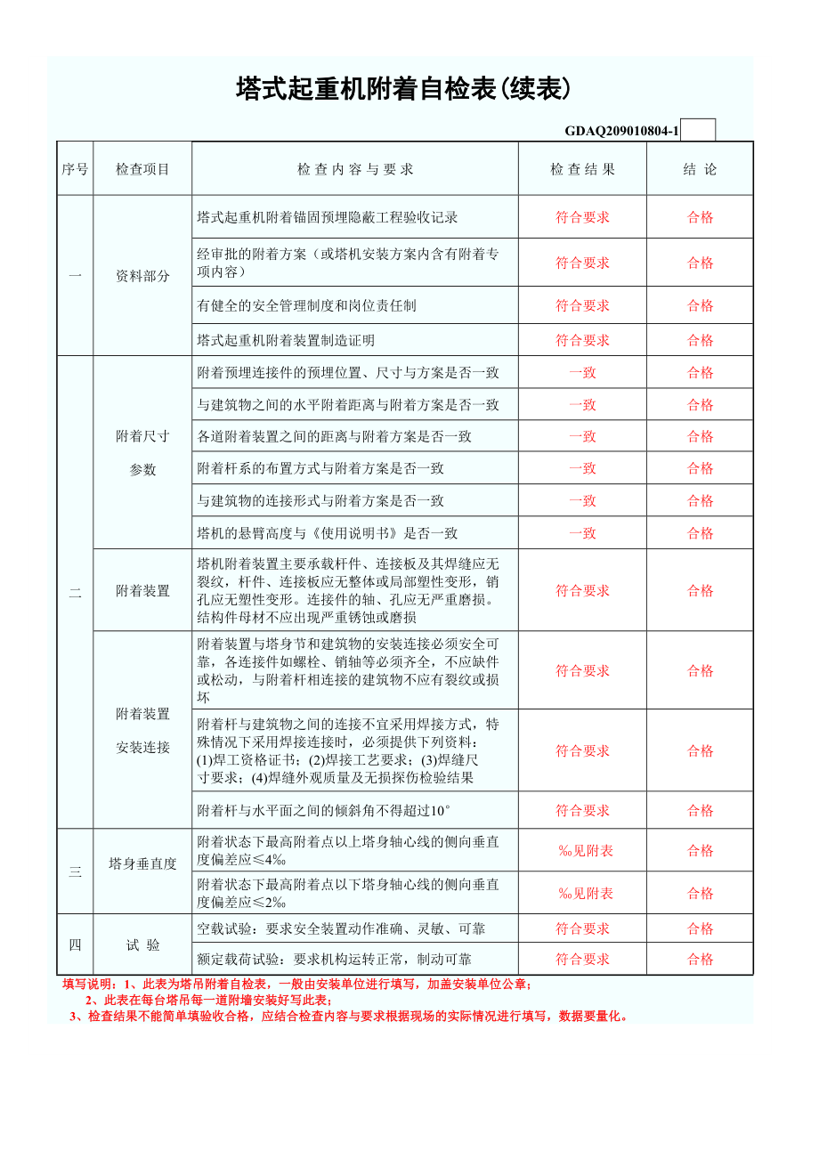 8、塔式起重机附着自检表_第2页