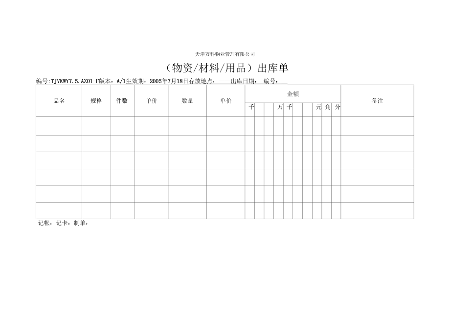 物资材料用品出库单(精品)_第1页