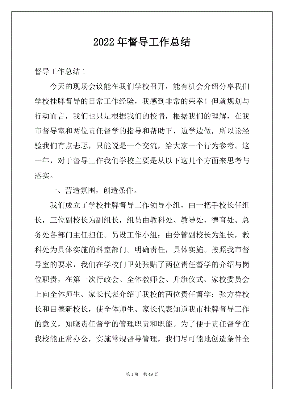 2022年督导工作总结例文_第1页