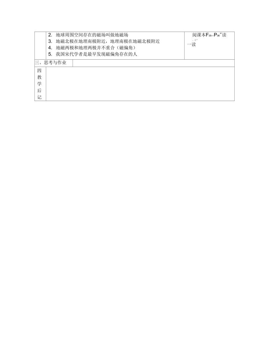 第一节磁体与磁场教案(苏科九级下)(4)_第4页