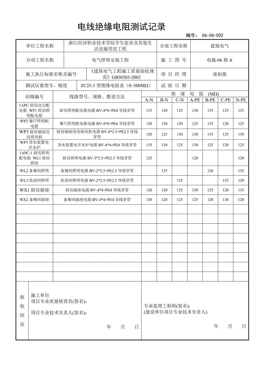 《电线绝缘电阻测试记录》_第2页