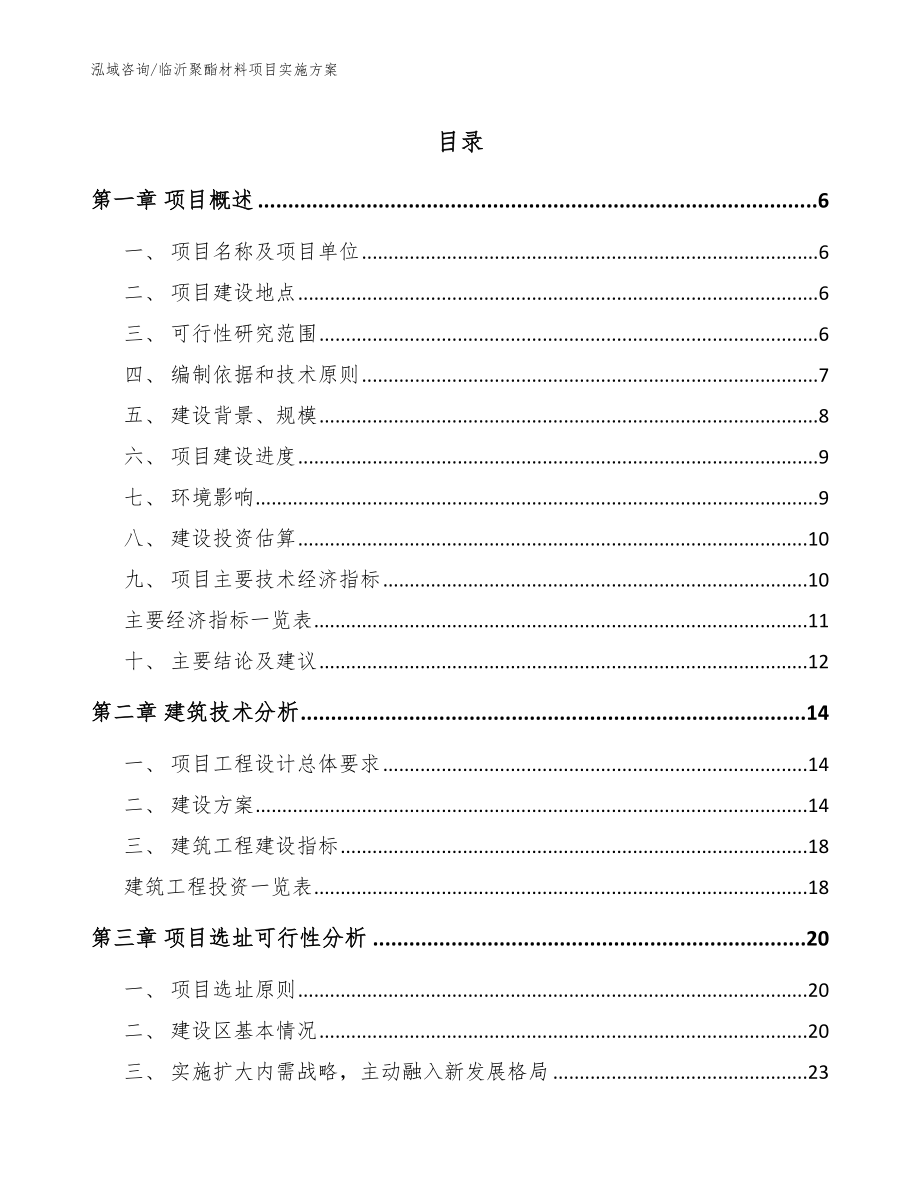 临沂聚酯材料项目实施方案（模板范本）_第1页