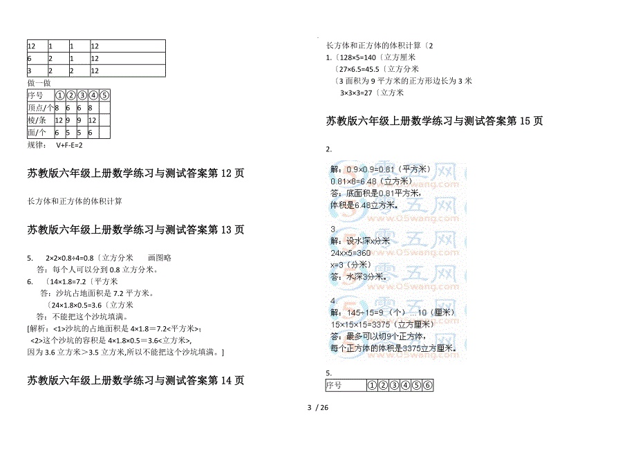 2018苏版六年级（上册）数学练习和测试_第3页