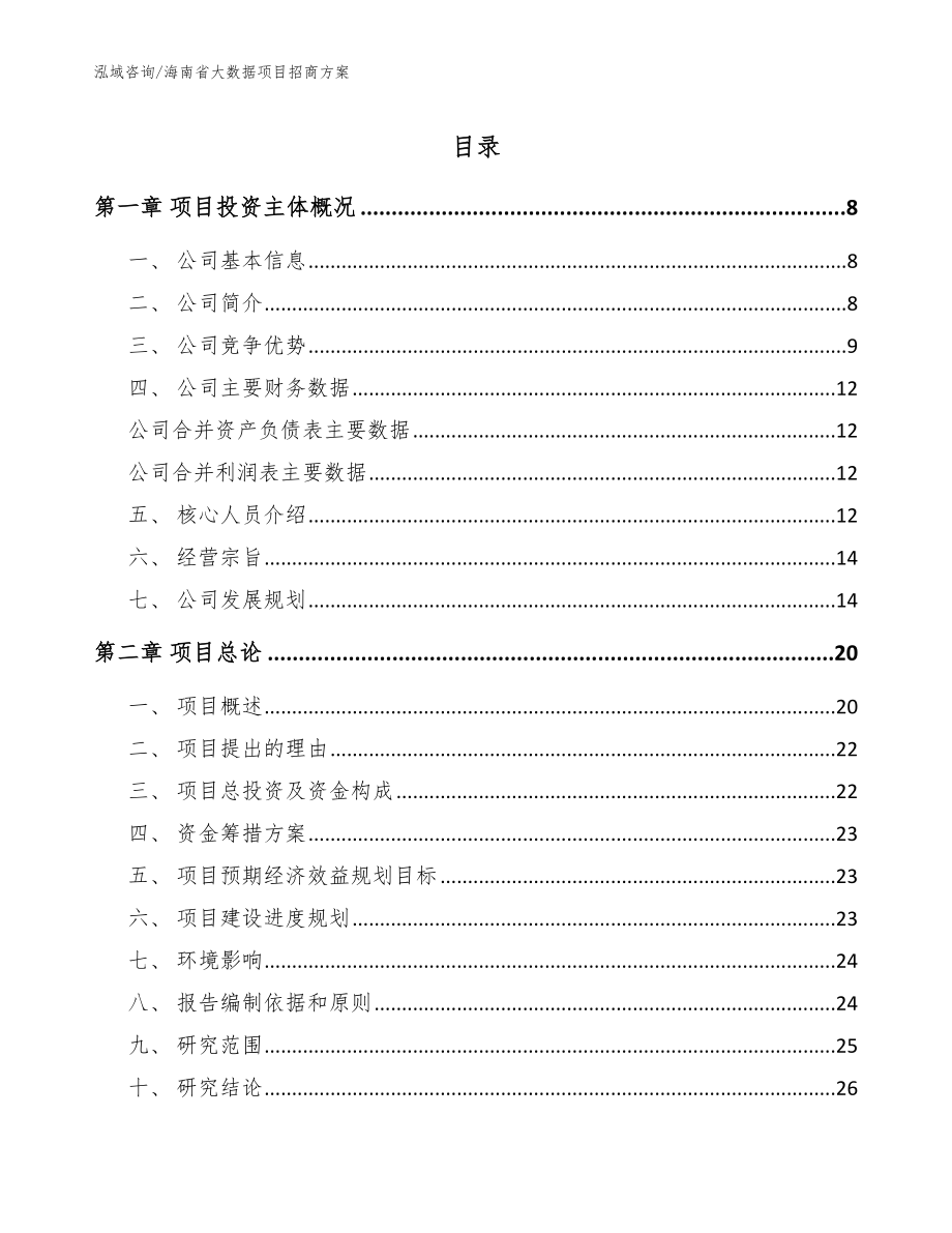 海南省大数据项目招商【模板范本】_第1页