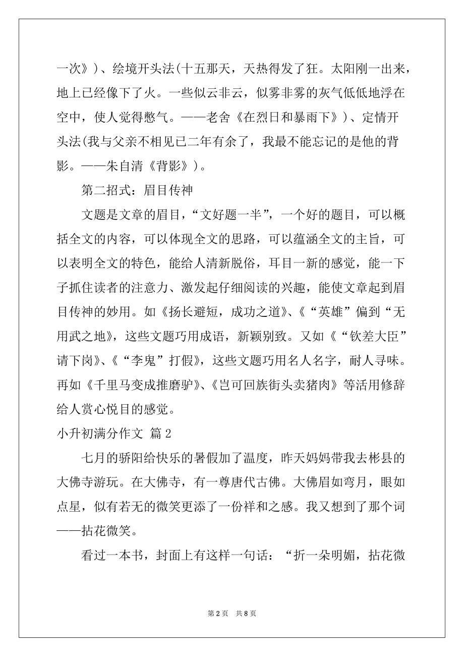 2022-2023年小升初满分作文汇编5篇例文_第2页