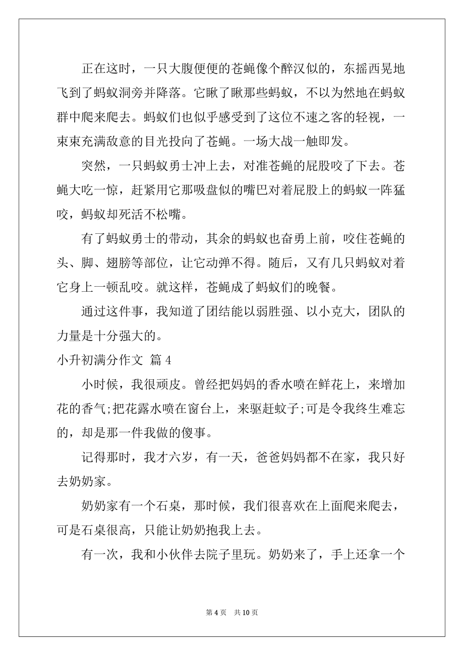 2022-2023年小升初满分作文集锦7篇_第4页