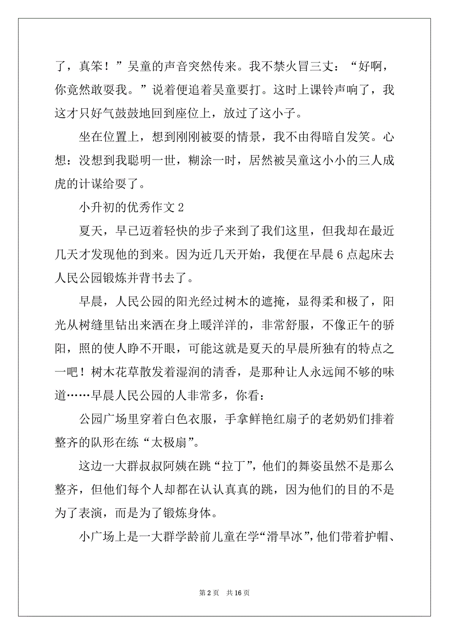 2022-2023年小升初的优秀作文（精选12篇）_第2页