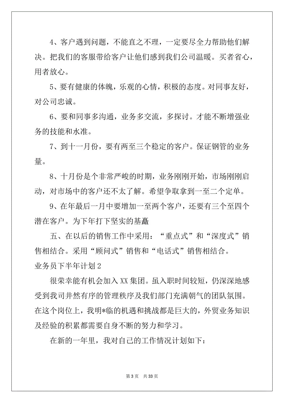 2022-2023年业务员下半年计划_第3页